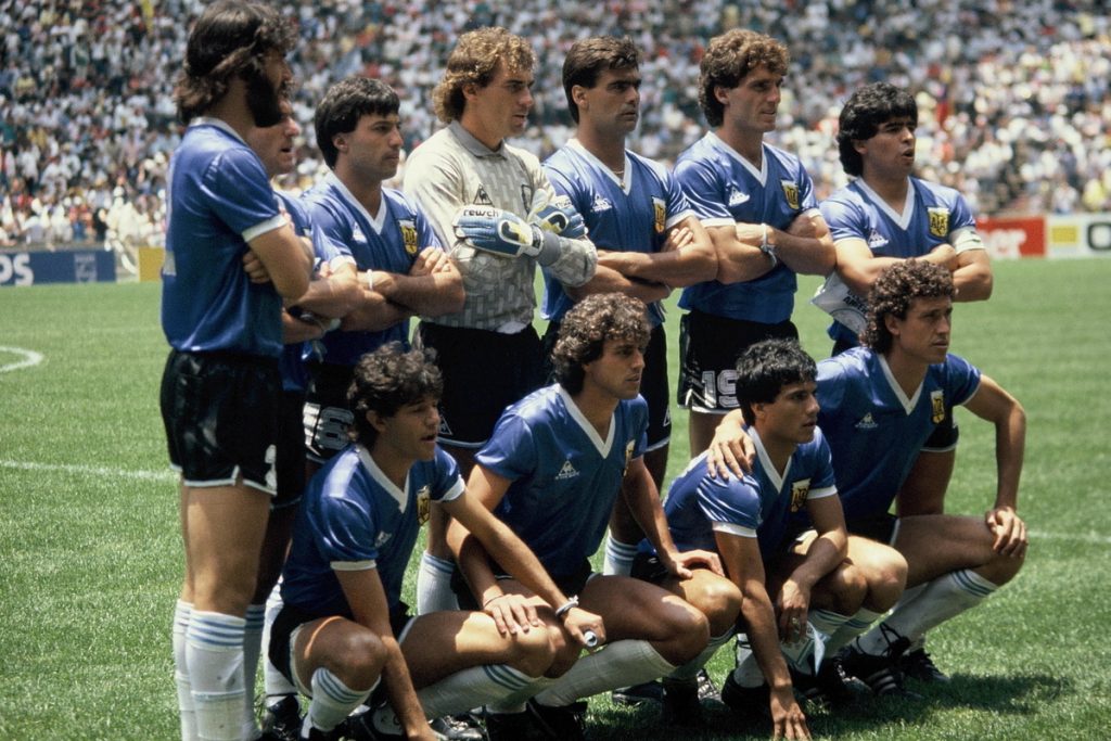 Photo de la sélection argentine avant la rencontre contre l'Angleterre lors de la Coupe du monde 1986