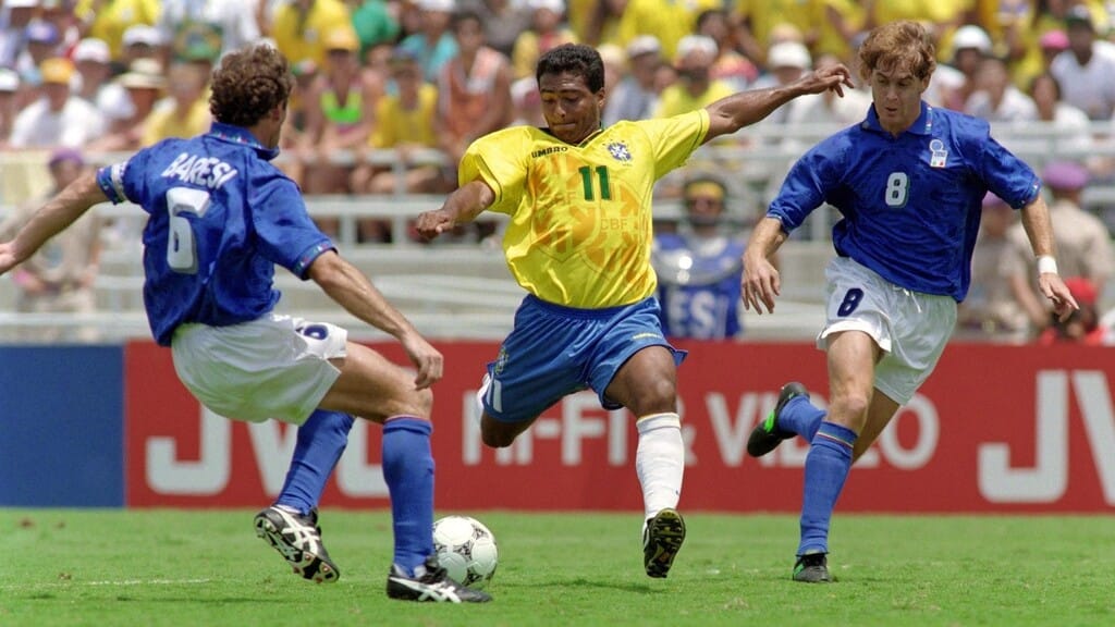 Romario face à L'Italie en finale de la Coupe du monde 1994.