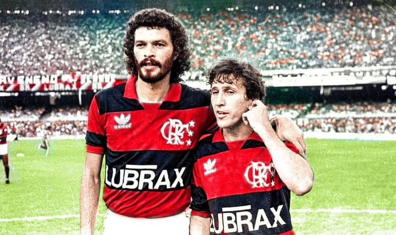 Zico et Socrates sous les couleurs de Flamengo.